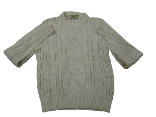 L.L. Bean Women Pullover Sweater Long Sleeves Knitted Crew Neck Ivory Size Small