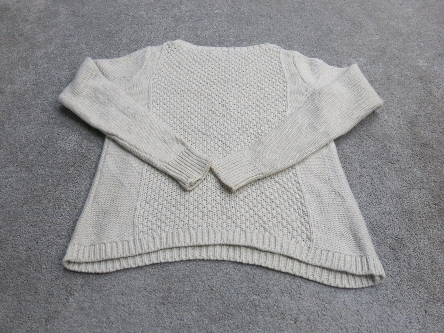 Banana Republic Women Pullover Knitted Sweater Boat Neck Long Sleeve Ivory SZ XS