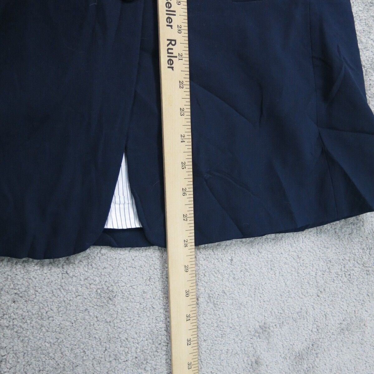 Tahari Womens Blazer Coat Single Breasted Long Sleeve Pockets Blue Size 18