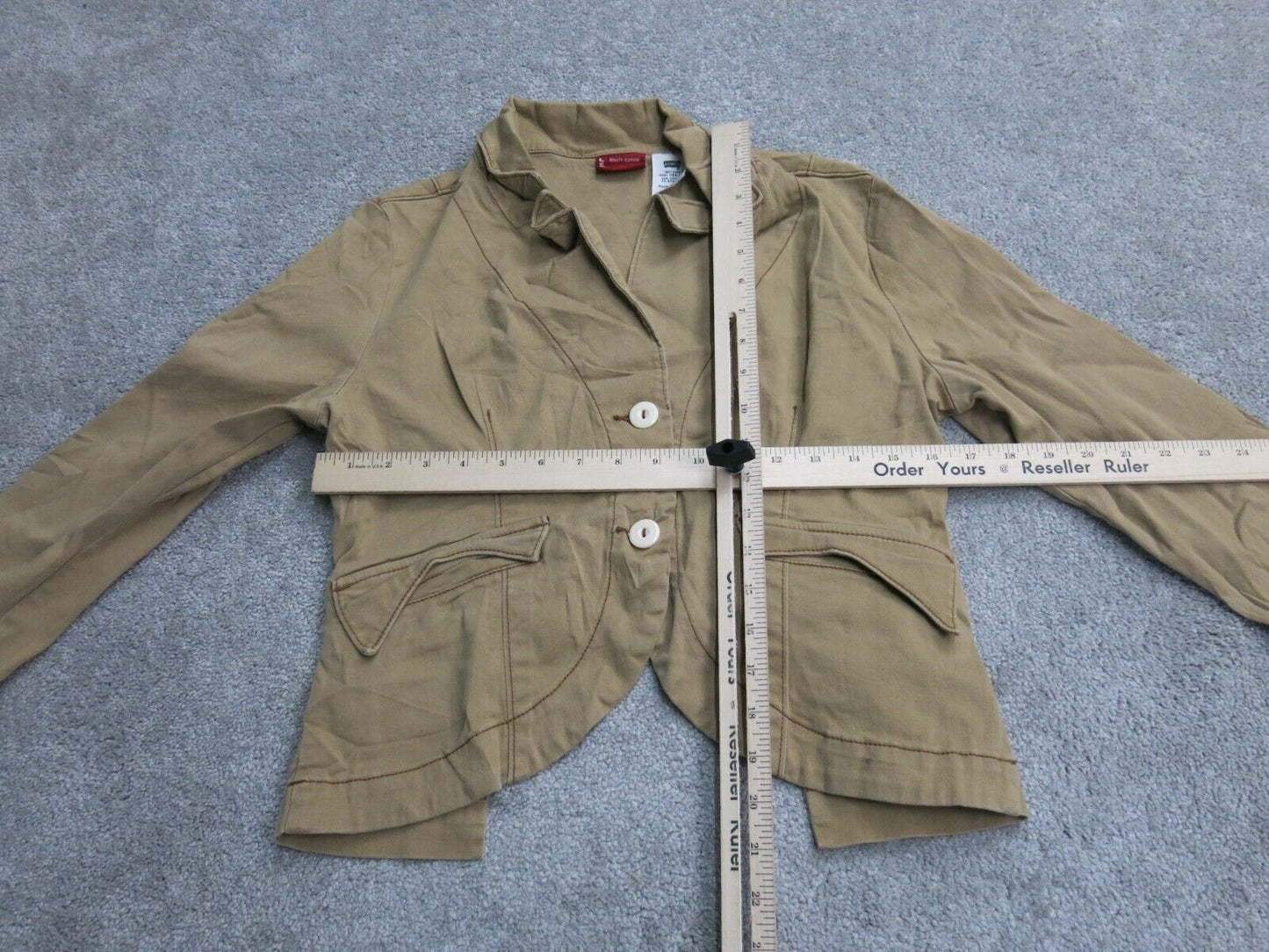 Levis Womens Blazer Coat Single Breasted Stretch Long Sleeves Khaki Size Medium