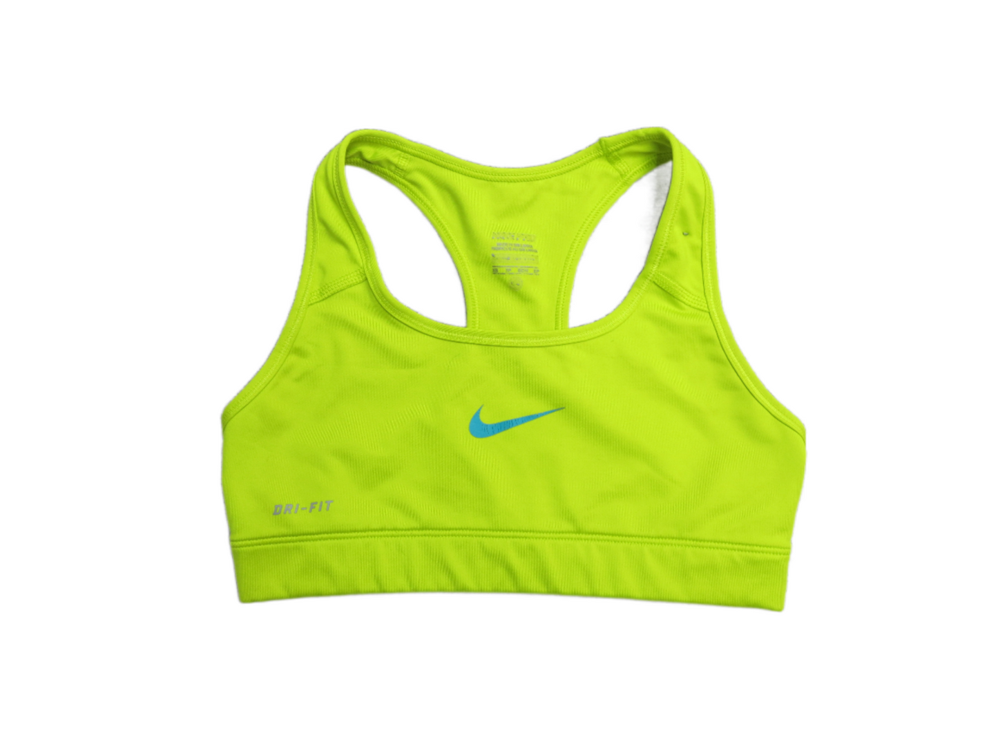 Nike Pro Dri Fit Womens Activewear Sports Bra Racerback Logo Green Size XS