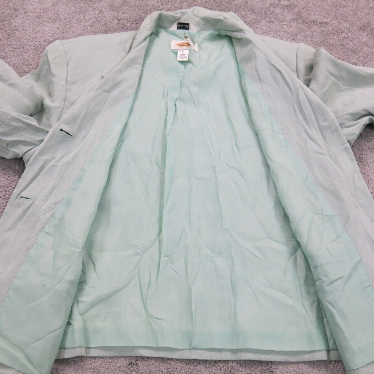 Talbots Womens Blazer Coat Jacket Single Breasted Long Sleeves Aqua Blue Size 6