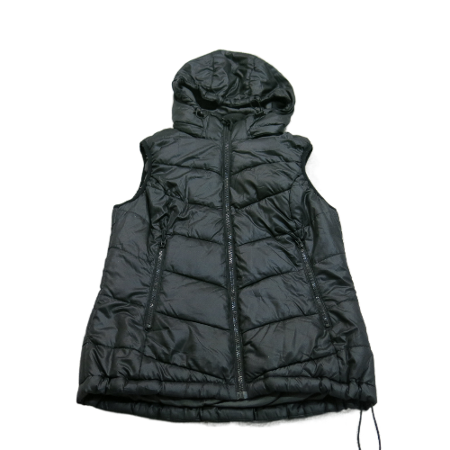 H&M Womens Puffer Vest Jacket Hooded Full Zip Up Sleeveless Pocket Black Size 36