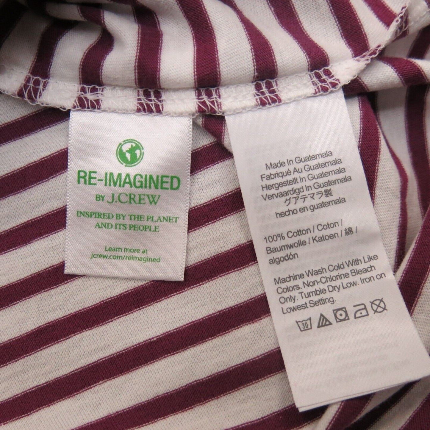 J. Crew Men Crew Neck T Shirt Short Sleeve 100% Cotton Striped Maroon White SZ ?