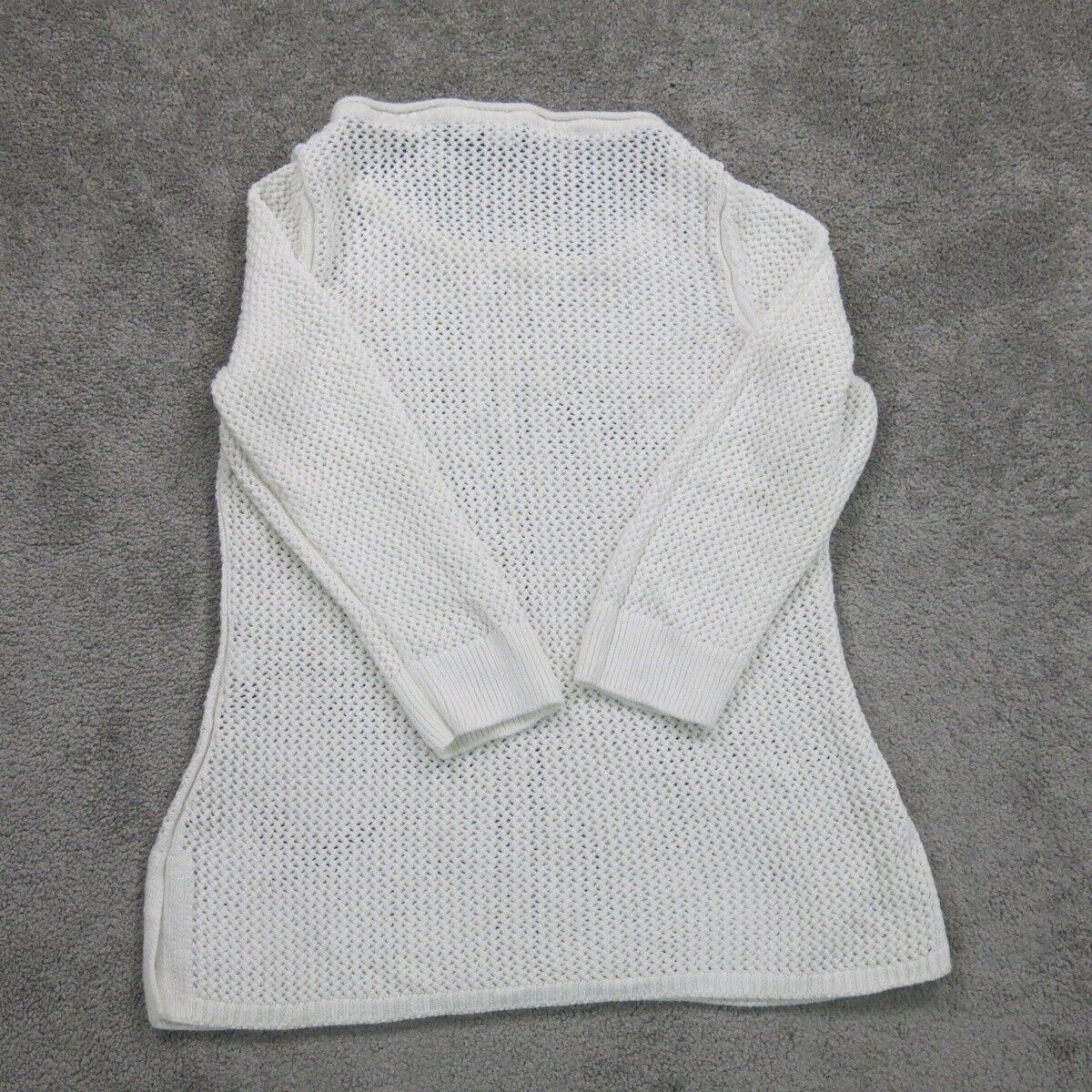 White House Black Market Womens Pullover Sweater 3/4 Sleeves Round Neck White S