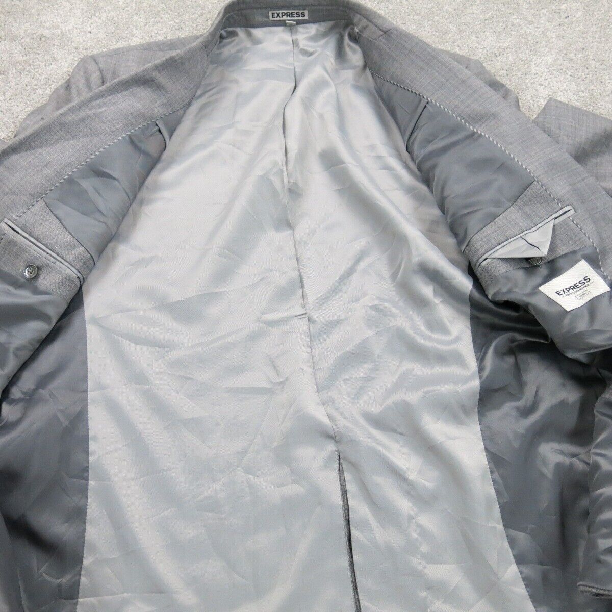 Express Mens Blazer Coat Single Breasted Long Sleeves Pockets Gray SZ 44 Regular