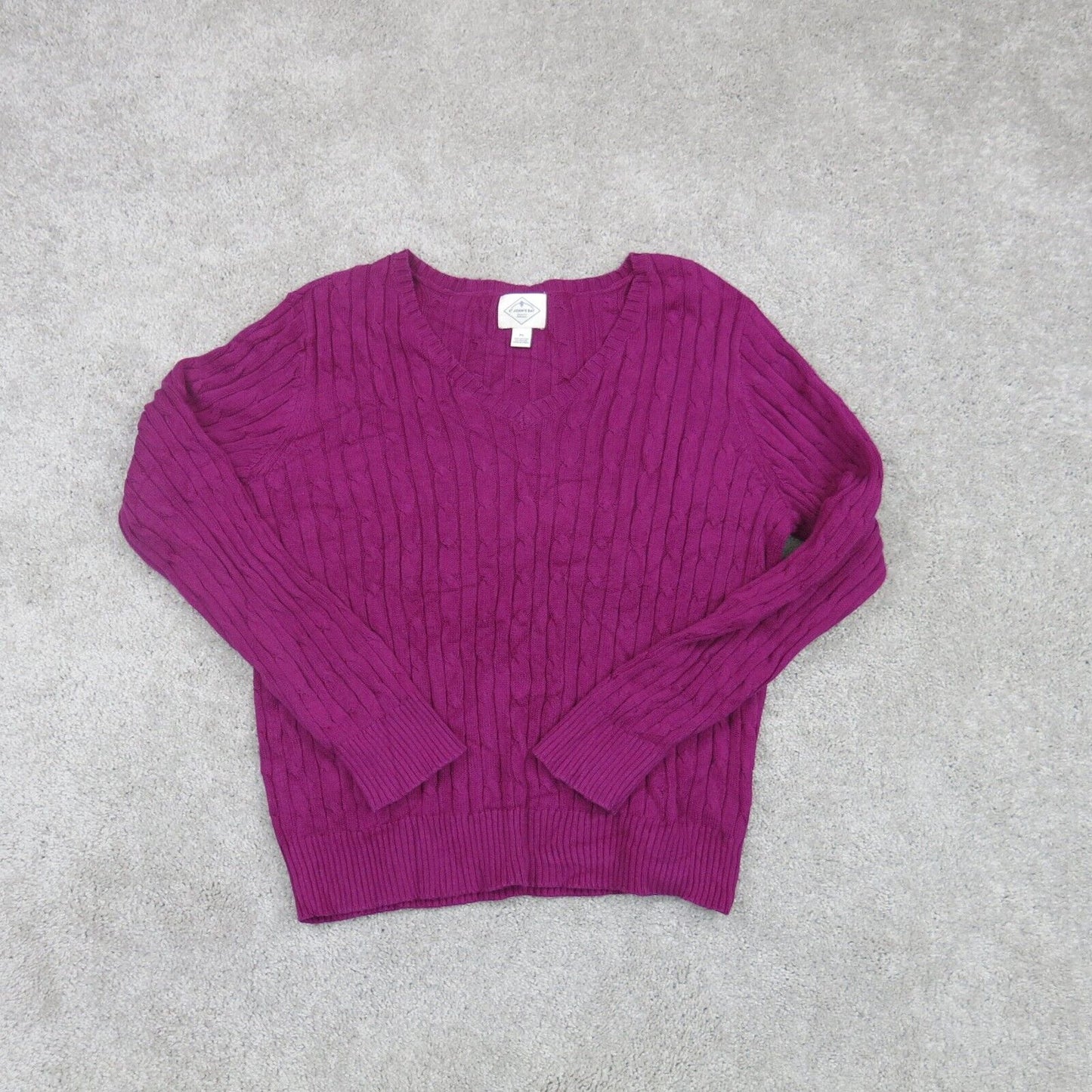 ST Johns Bay Womens Pullover Sweater Round Neck Long Sleeves Pink Size Large