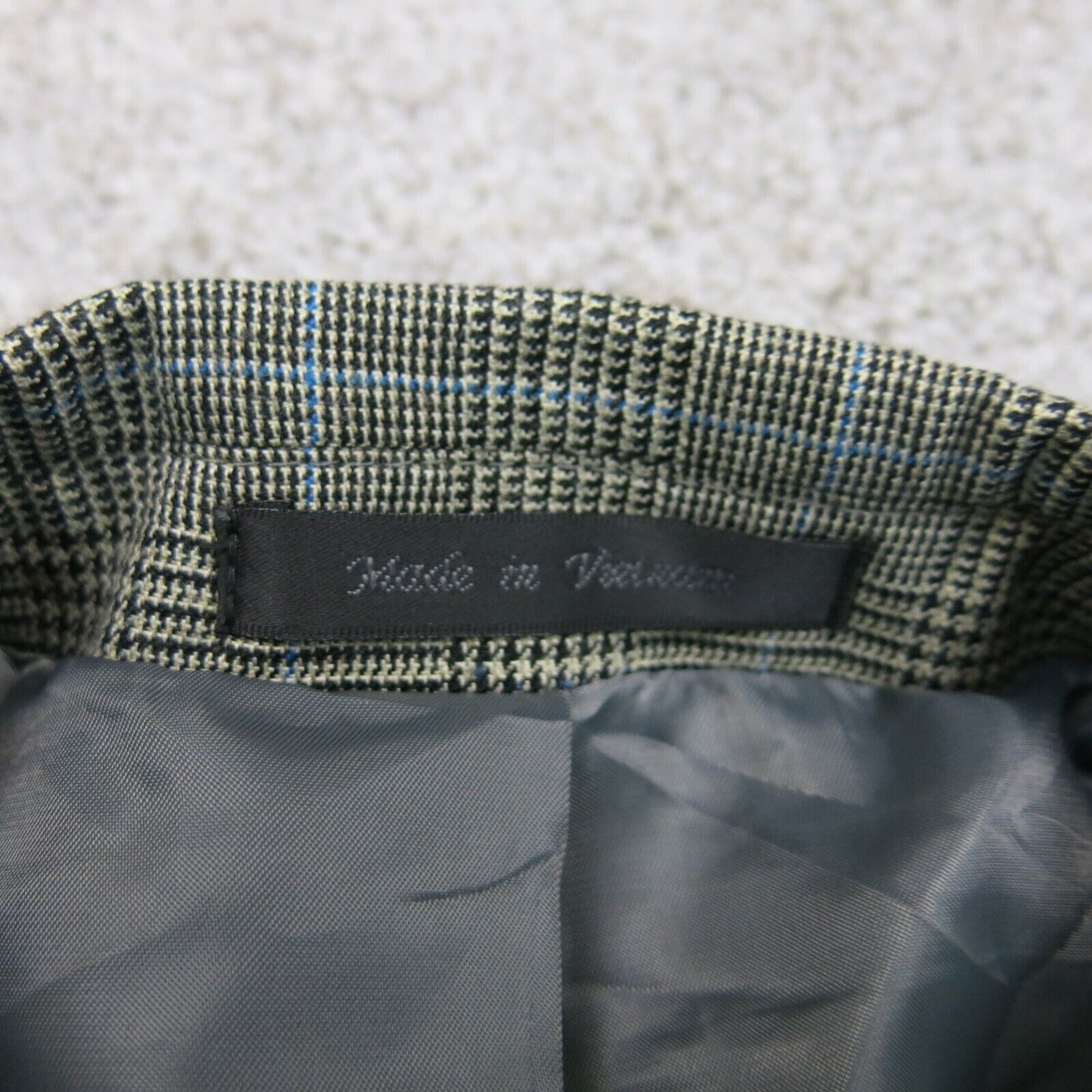 Chaps Mens Plaid Blazer Coat Single Breasted Long Sleeves Pockets Gray Size 44R
