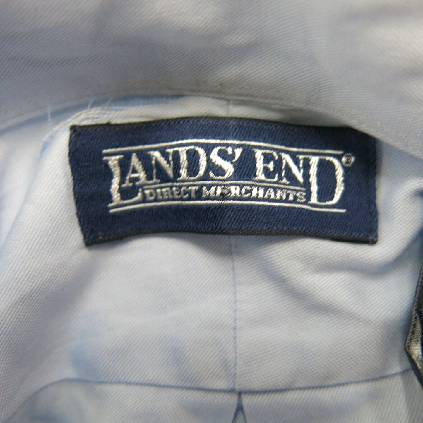 Lands End Men Shirt Button Down Long Sleeve 100% Cotton Light Blue Size 16-34