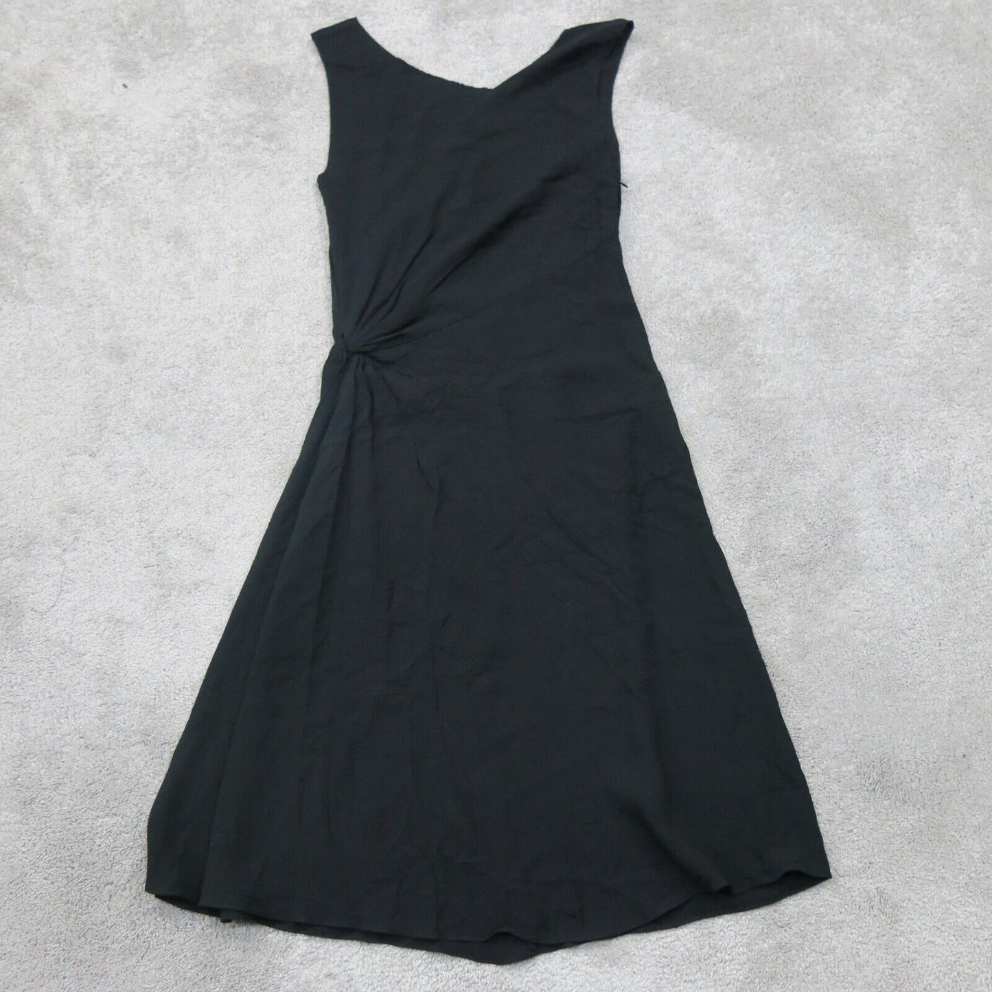 Vera Wang Womens A Line Midi Dress Sleeveless V Neck Front Knot Black Size 2