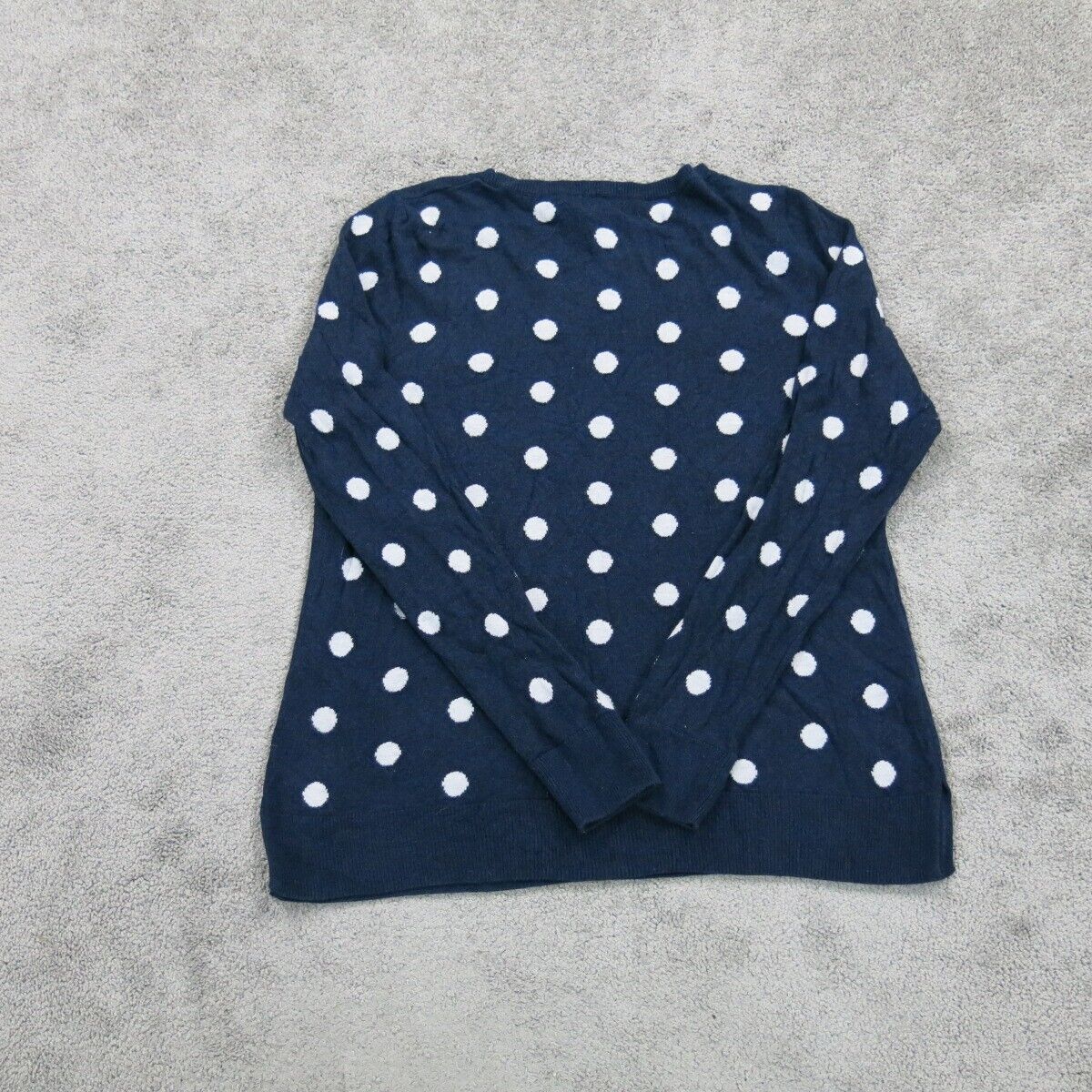 Old Navy Women Sweater Cardigan Polka Dot Long Sleeves V neck Blue White Size M