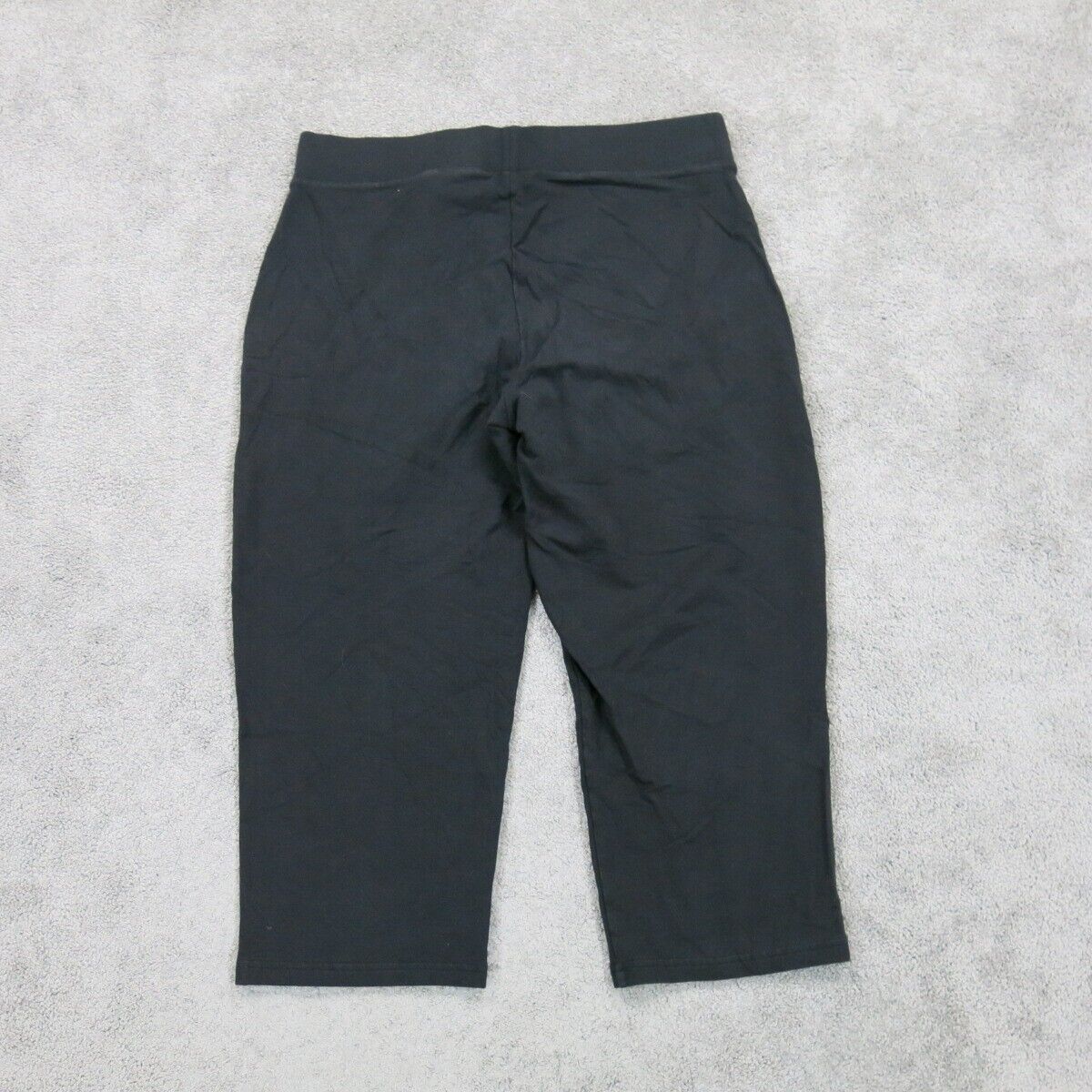 Talbots Womens Yoga Capri Legging Elastic Waist Pull on Pockets Black Medium