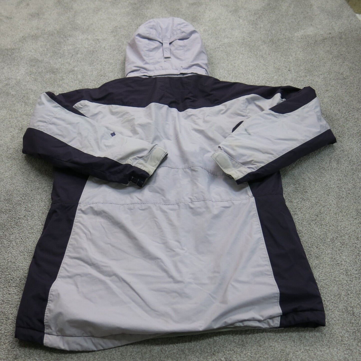 Columbia Womens Full Zip Windbreaker Hooded Jacket Light Purple Black Size Large