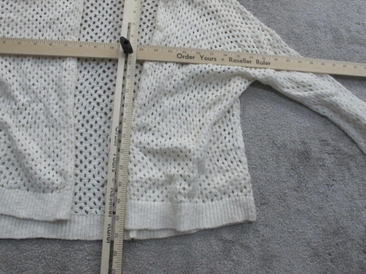 Express Womens Cardigan Sweater Open Front Long Sleeve Eyelet White Size X Small