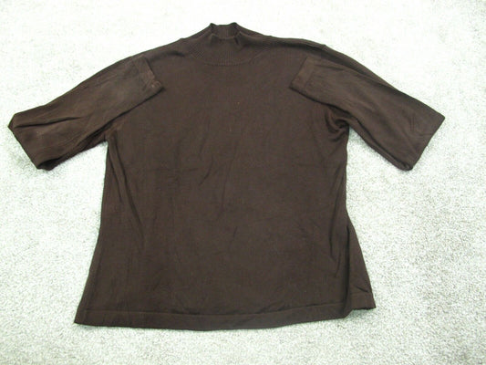 Talbots Women Pullover Sweater Knitted Long Sleeve Mock Neck Dark Brown SZ Small