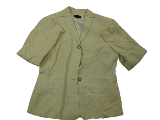 Ann Taylor Womens Blazer Coat Single Breasted Long Sleeves Light Yellow Size 6
