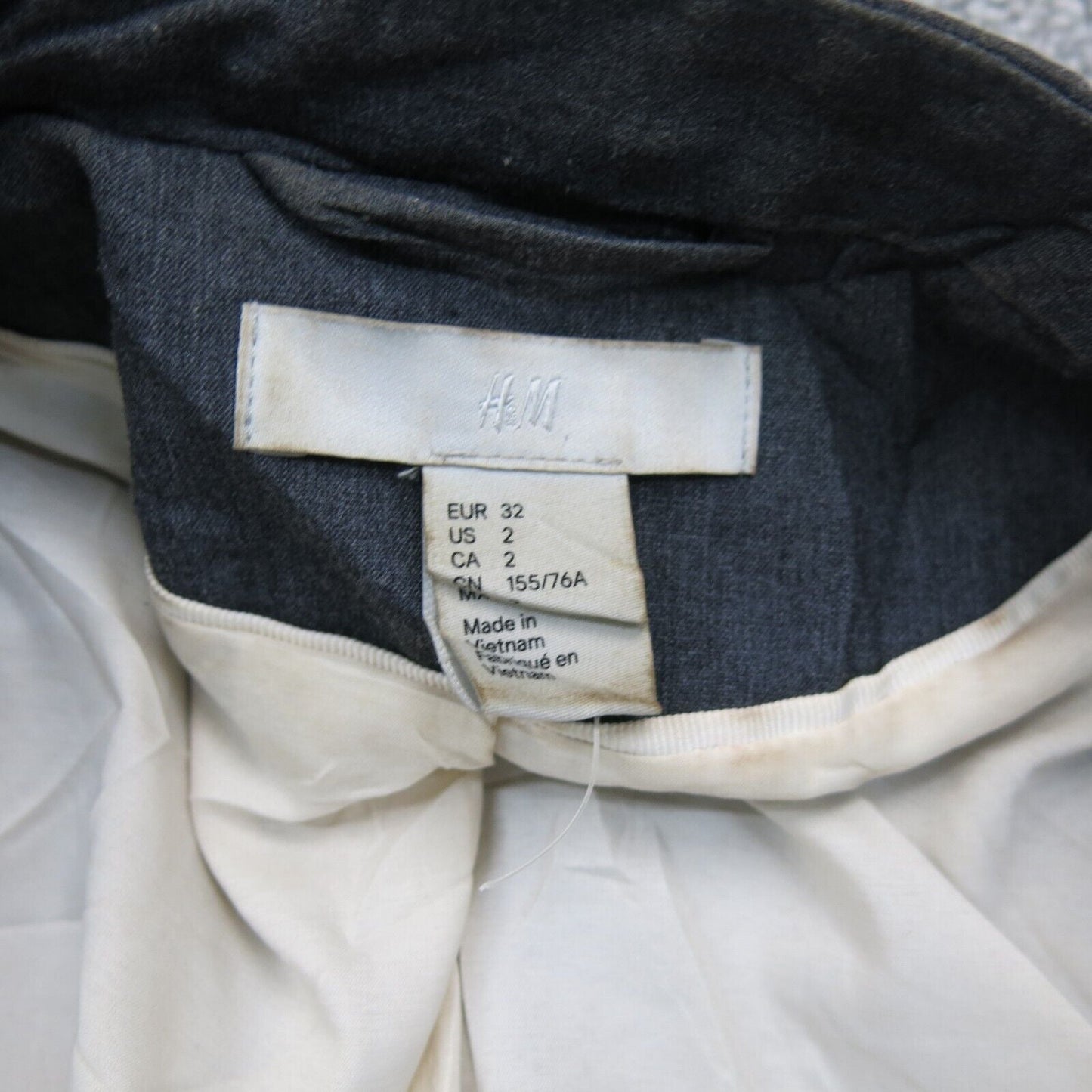 H&M Womens Blazer Coat Single Breasted Long Sleeves Pockets Gray/Black Size US 2