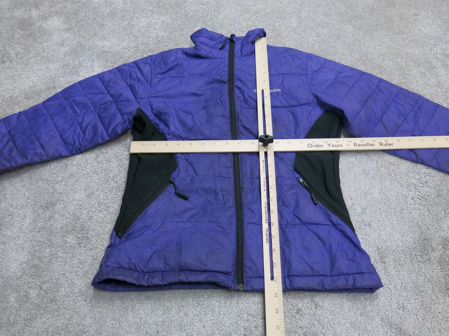Columbia Men Windbreaker Jacket Coat Full Zip Long Sleeve Pocket Purple Black XS