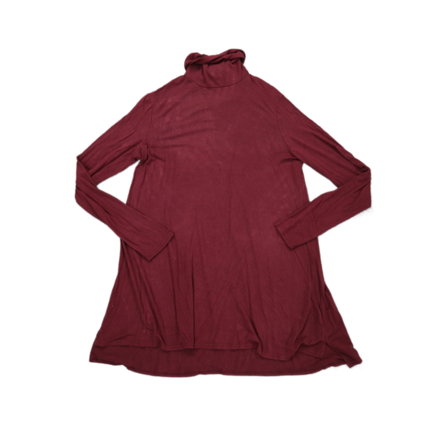 Mossimo Womens Tunic Blouse Top Turtleneck Long Sleeve Solid Red Size Small