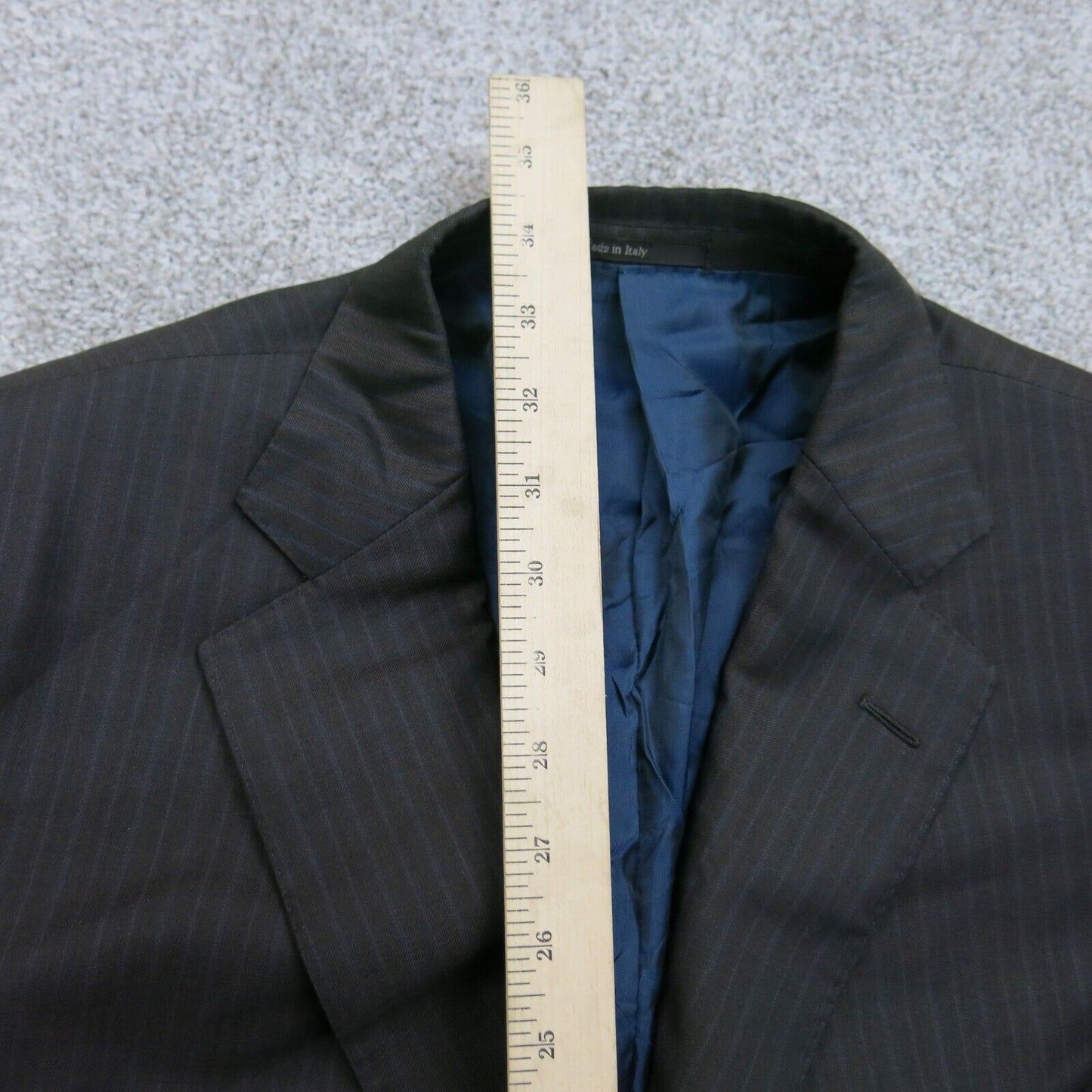 Vintage Mens Striped Blazer Coat Single Breasted Trofeo Silk Black Size 54L