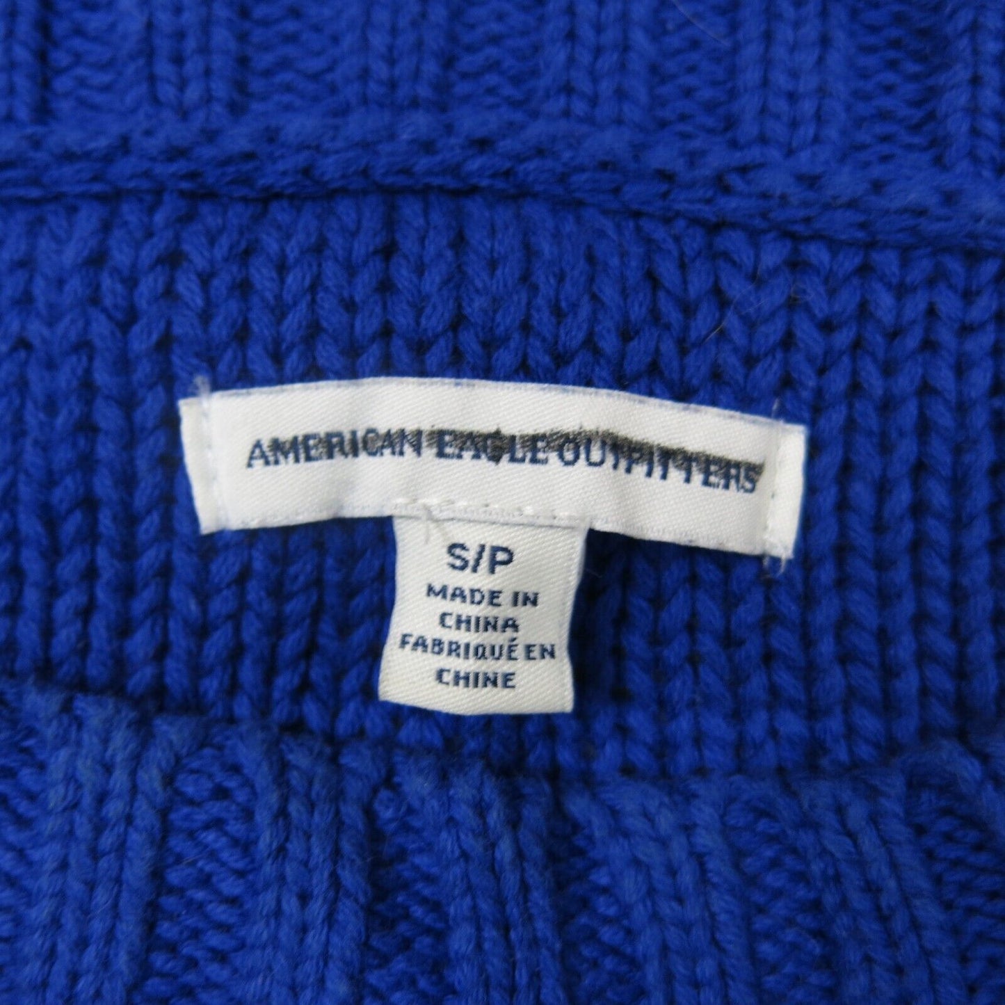 American Eagle Womens Pullover Sweater Boat Neck Long Sleeves Navy Blue SZ Small