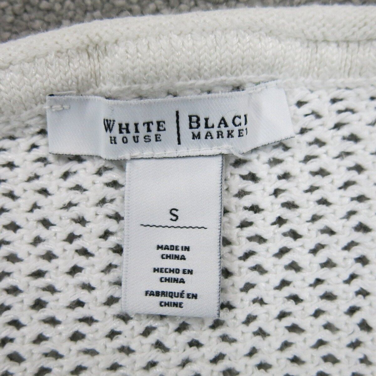 White House Black Market Womens Pullover Sweater 3/4 Sleeves Round Neck White S
