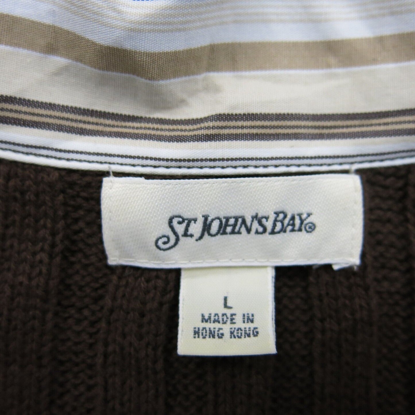 ST. Johns Bay Womens Pullover Sweater Shirt Collared Neck Dark Brown Size Large