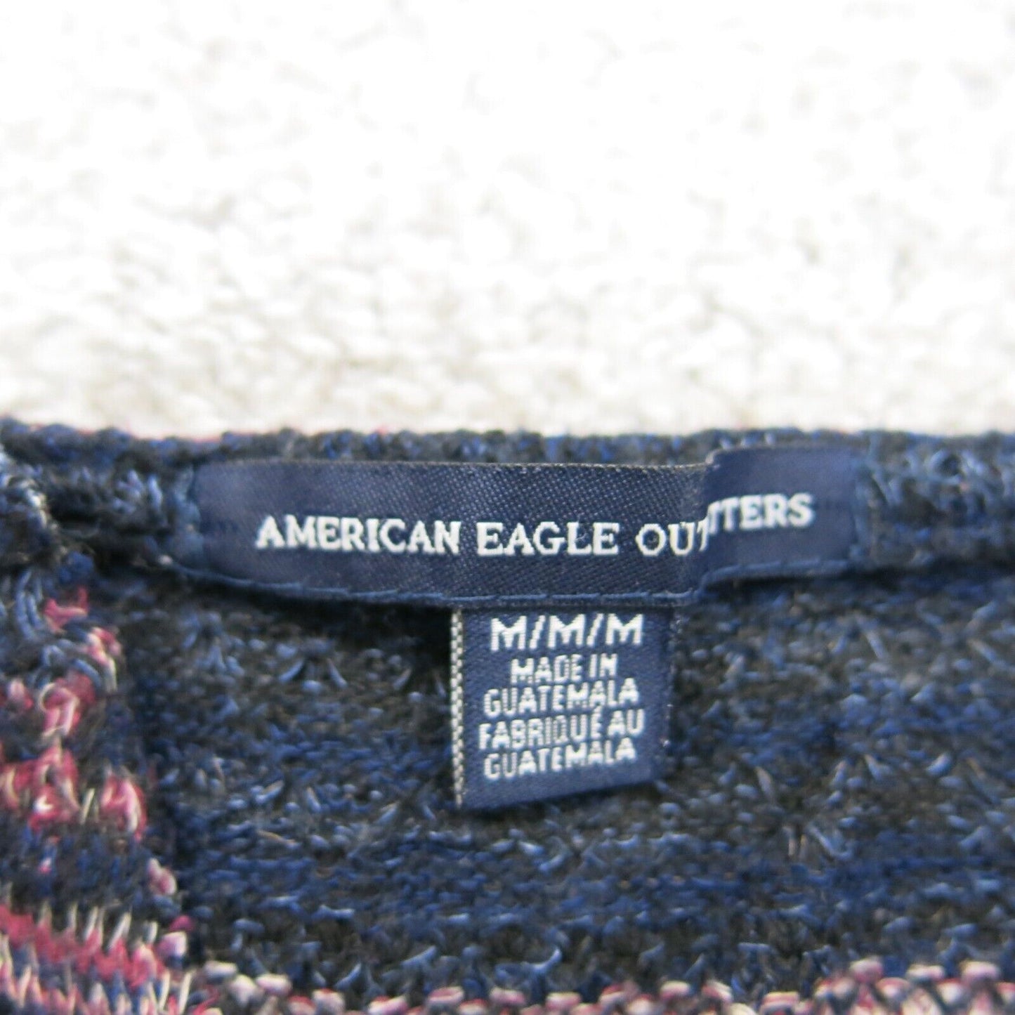 American Eagle Womens Pullover Sweater Split V Neck Sleeveless Red Black Medium