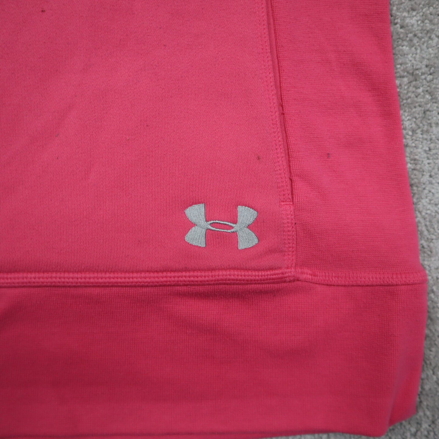 Under Armour Hoodie Womens Sz L Pink Semi Fitted Pullover Sweatshirt Long Sleeve