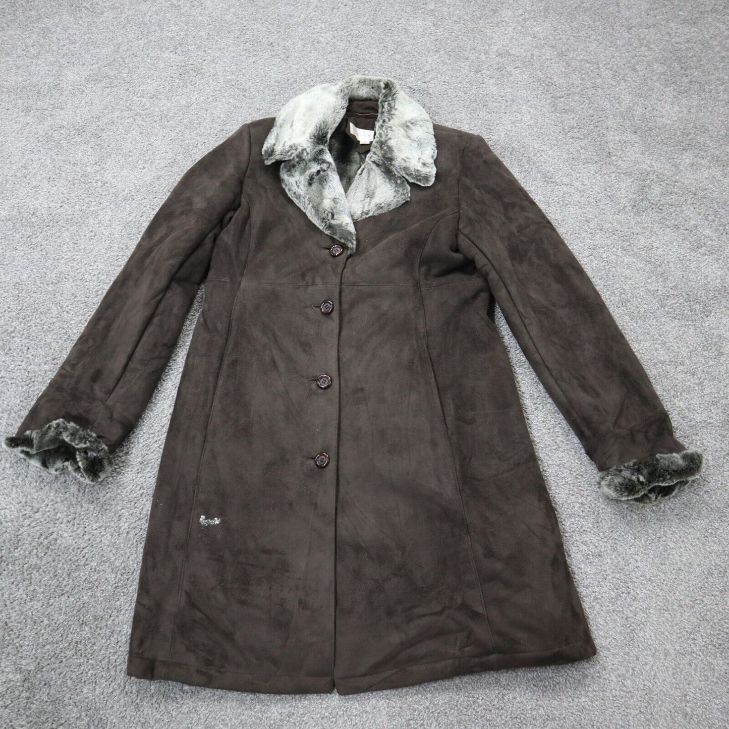 Jones New York Womens Trench Coat Single Breasted Long Sleeves Brown Size Small