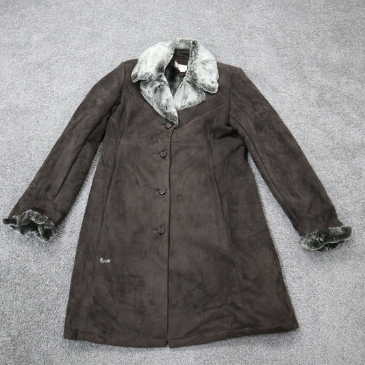 Jones New York Womens Trench Coat Single Breasted Long Sleeves Brown Size Small