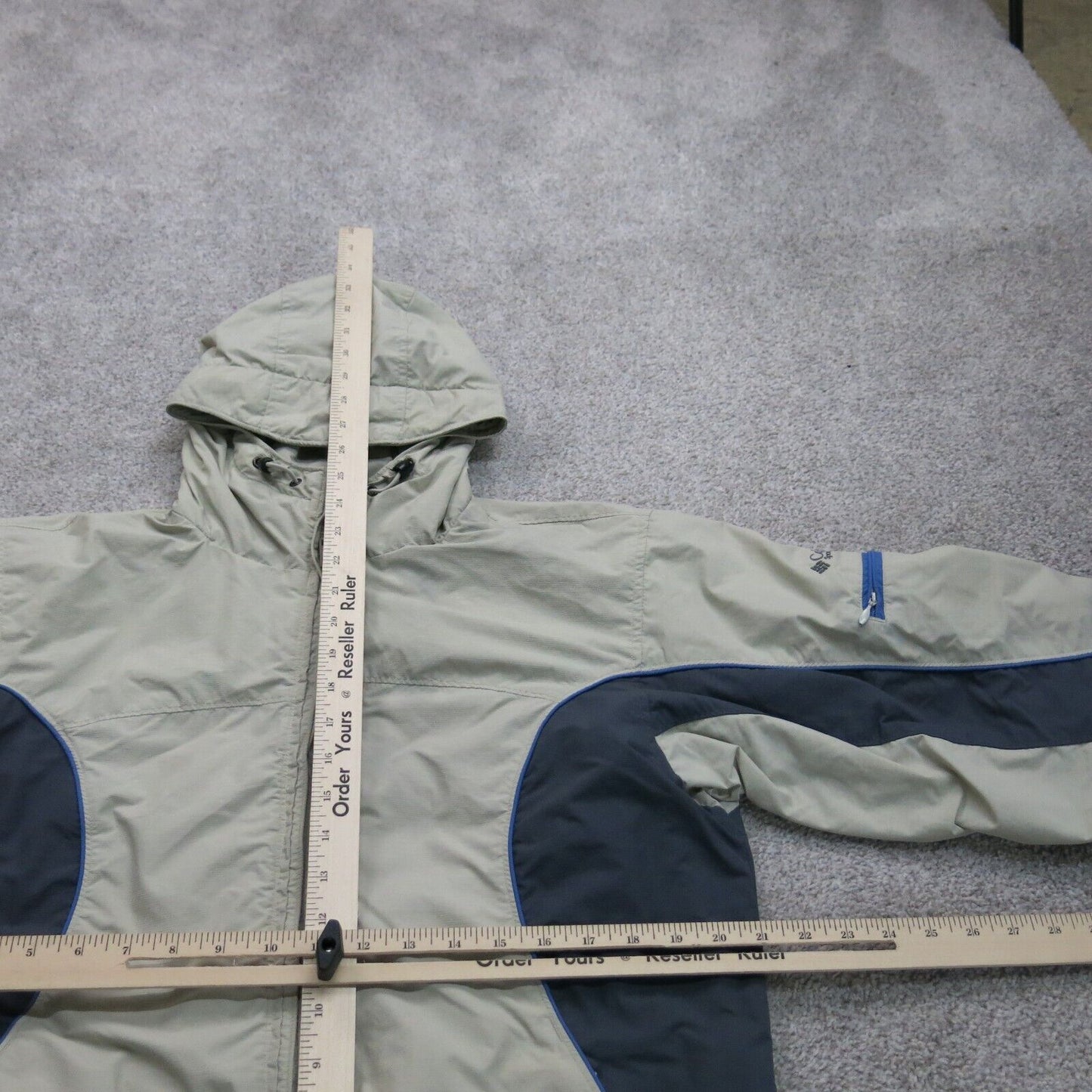 Columbia Womens Full Zip Windbreaker Hooded Jacket Gray Black Size Medium