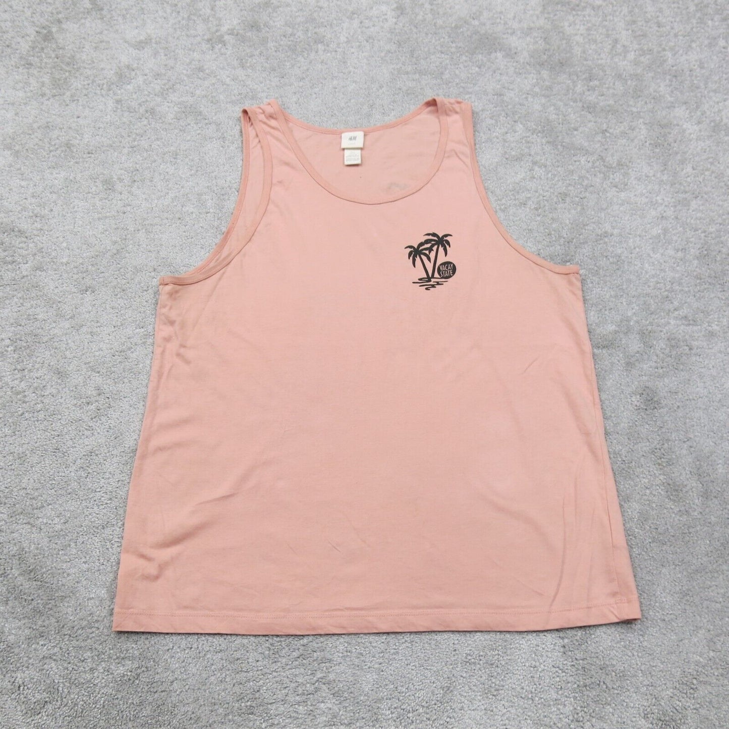 H&M Mens Tank Top Vacay State Holiday City Pacific Beach Logo Peach Pink Large