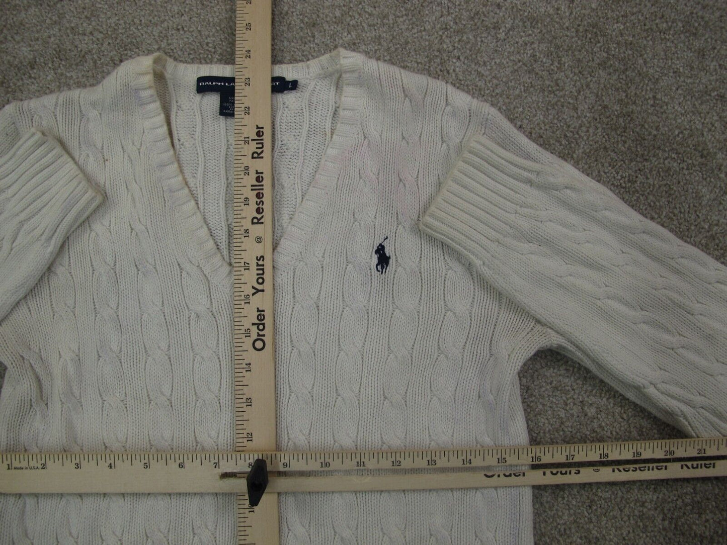 Ralph Lauren Womens Pullover Knitted Sweater Long Sleeves White Size Large