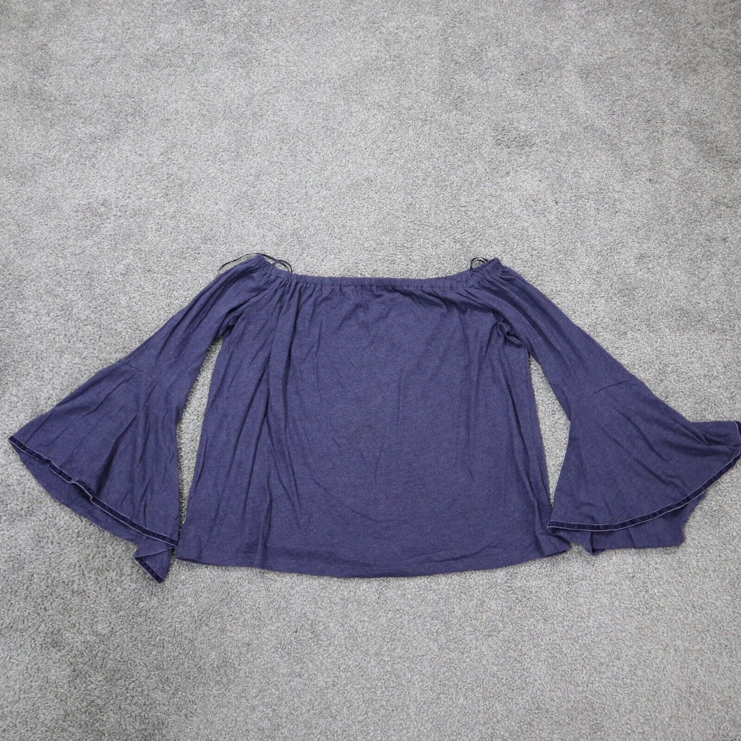 Loft Womens Casual Blouse Top Flare Sleeves Boat Neck Purple Size Large