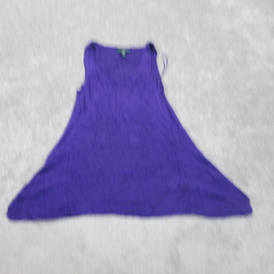 Lauren Ralph Lauren Womens Tunic Sweater Knitted Sleeveless Purple Size Large