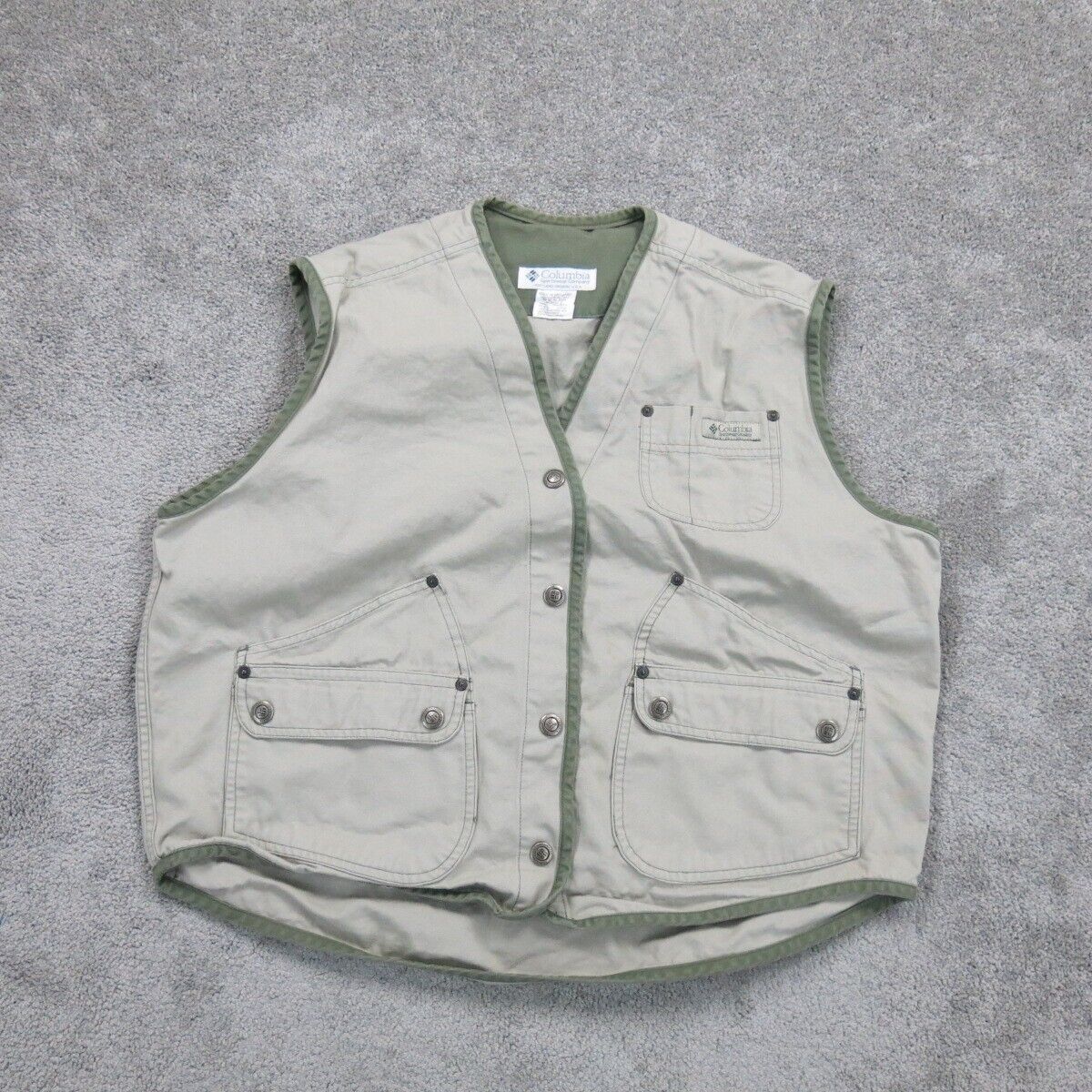 Columbia Womens Vest Jacket Sleeveless Pockets 100% Cotton Beige Size Small