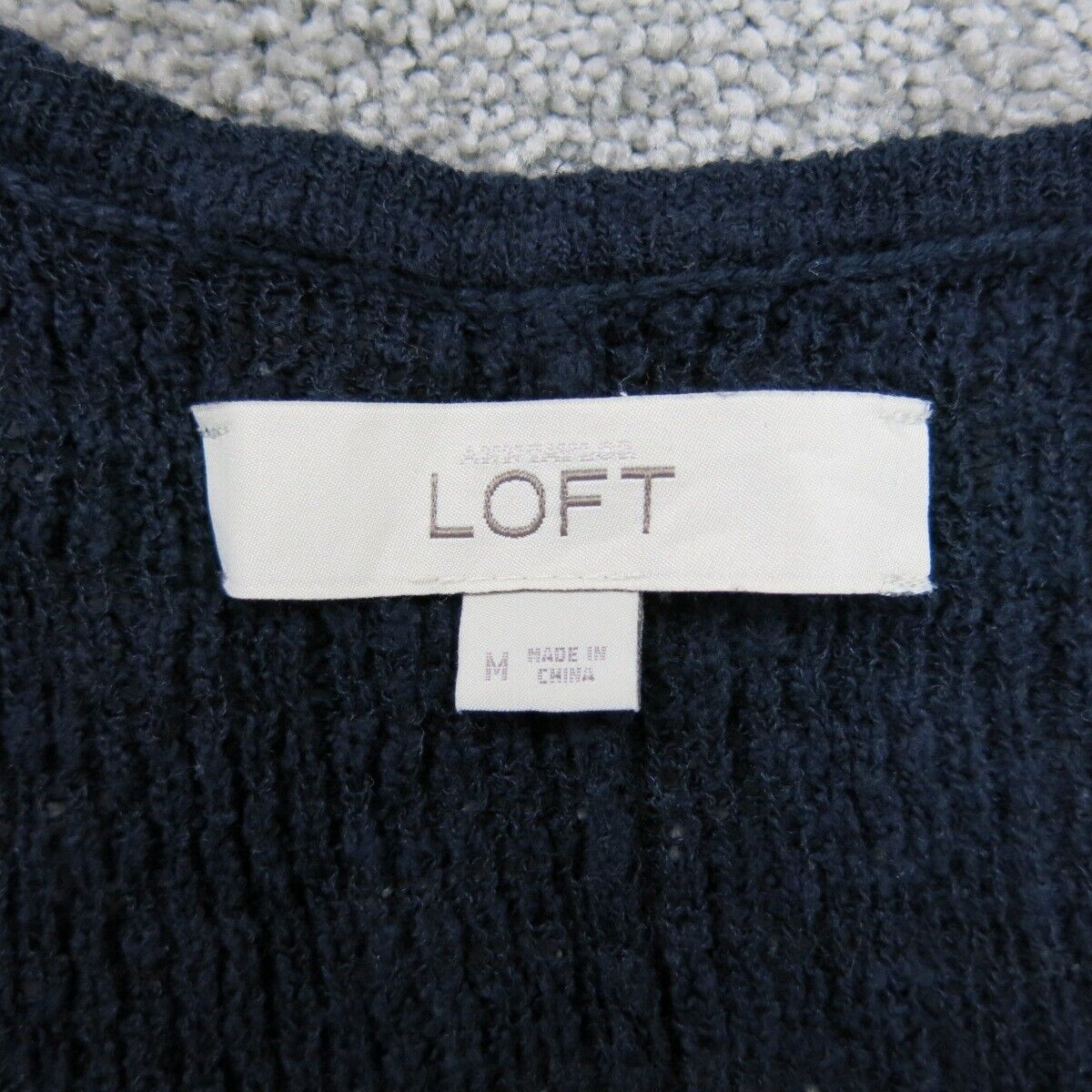 An Taylor Loft Womens Pullover Knitted Sweater Long Sleeve Dark Blue Size Medium