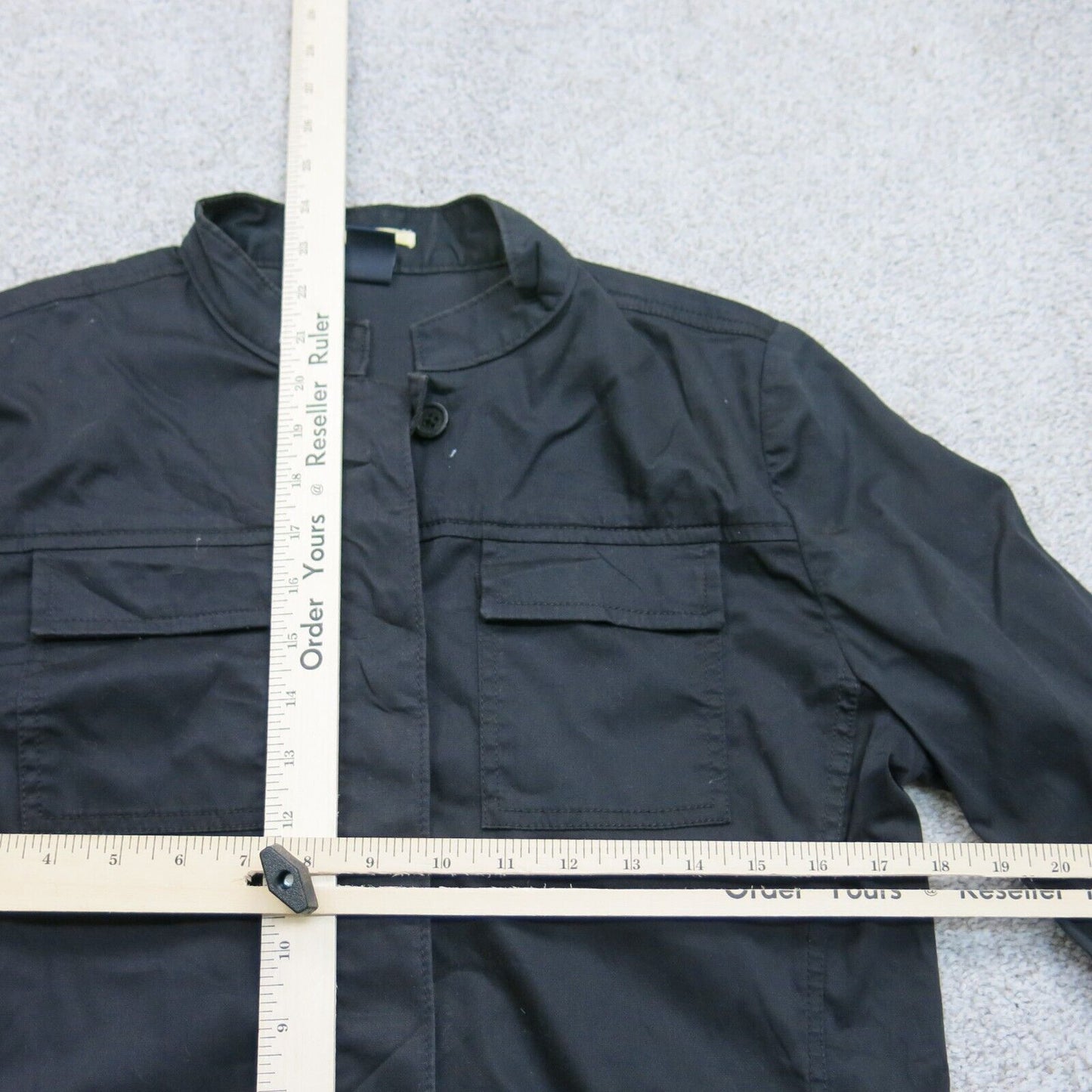 Gap Womens Full Zip Up Bomber Jacket Long Sleeves Front Pocket Black Size Medium