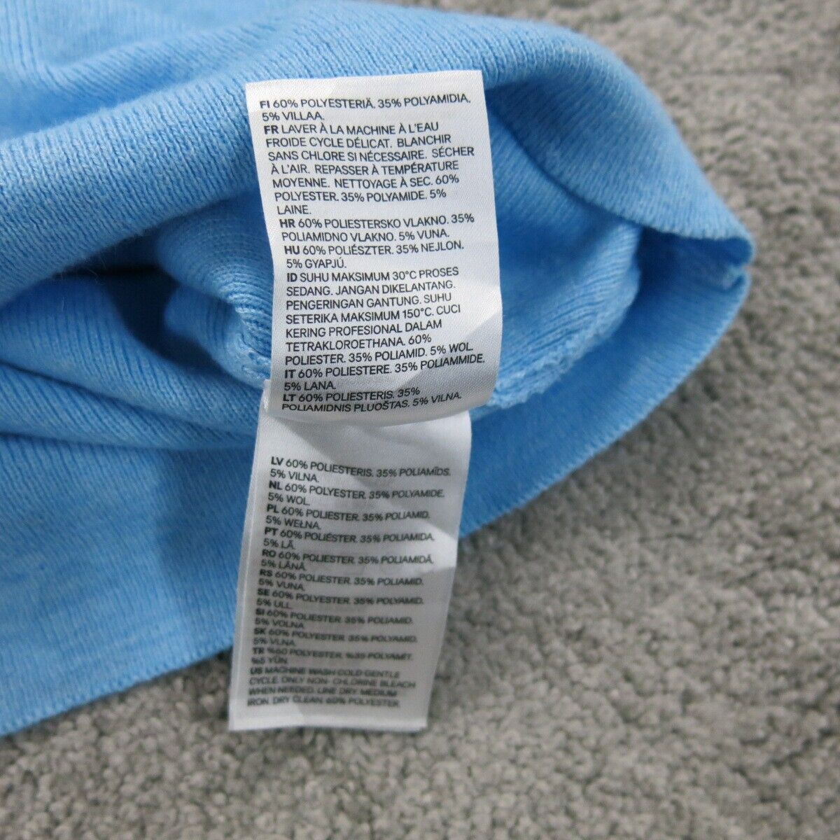 H&M Womens Pullover Sweater Knitted Mock Neck Long Sleeves Light Blue SZ X Large