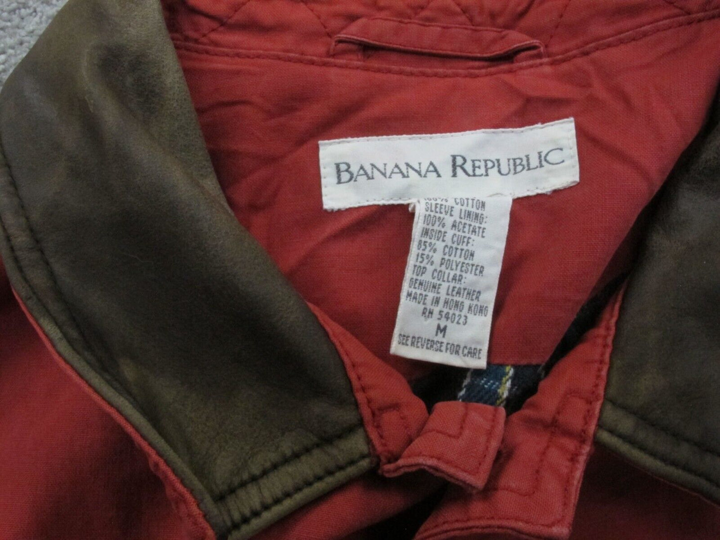 Banana Republic Womens Bomber Jacket Front Button Long Sleeve Pockets Red Size M