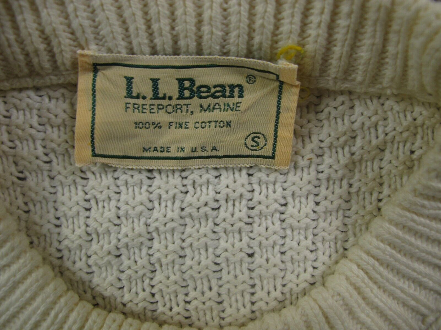 L.L. Bean Women Pullover Sweater Long Sleeves Knitted Crew Neck Ivory Size Small