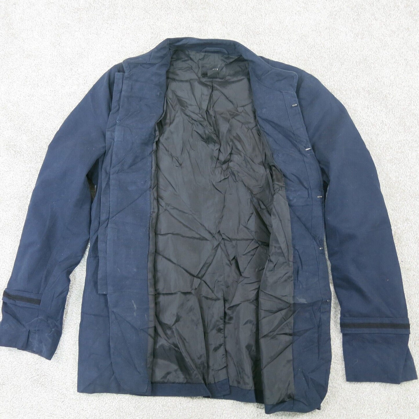 H&M Womens Over Coat Long Sleeves Front Pockets Mock Neck Blue Size 40 Regular