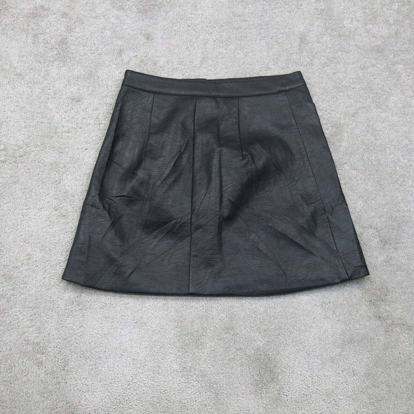 Divided By H&M Womens Faux Leather Mini Skirt Zipper Pockets Black Size US 4