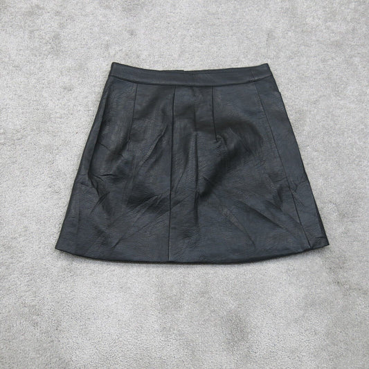 Divided By H&M Womens Faux Leather Mini Skirt Zipper Pockets Black Size US 4
