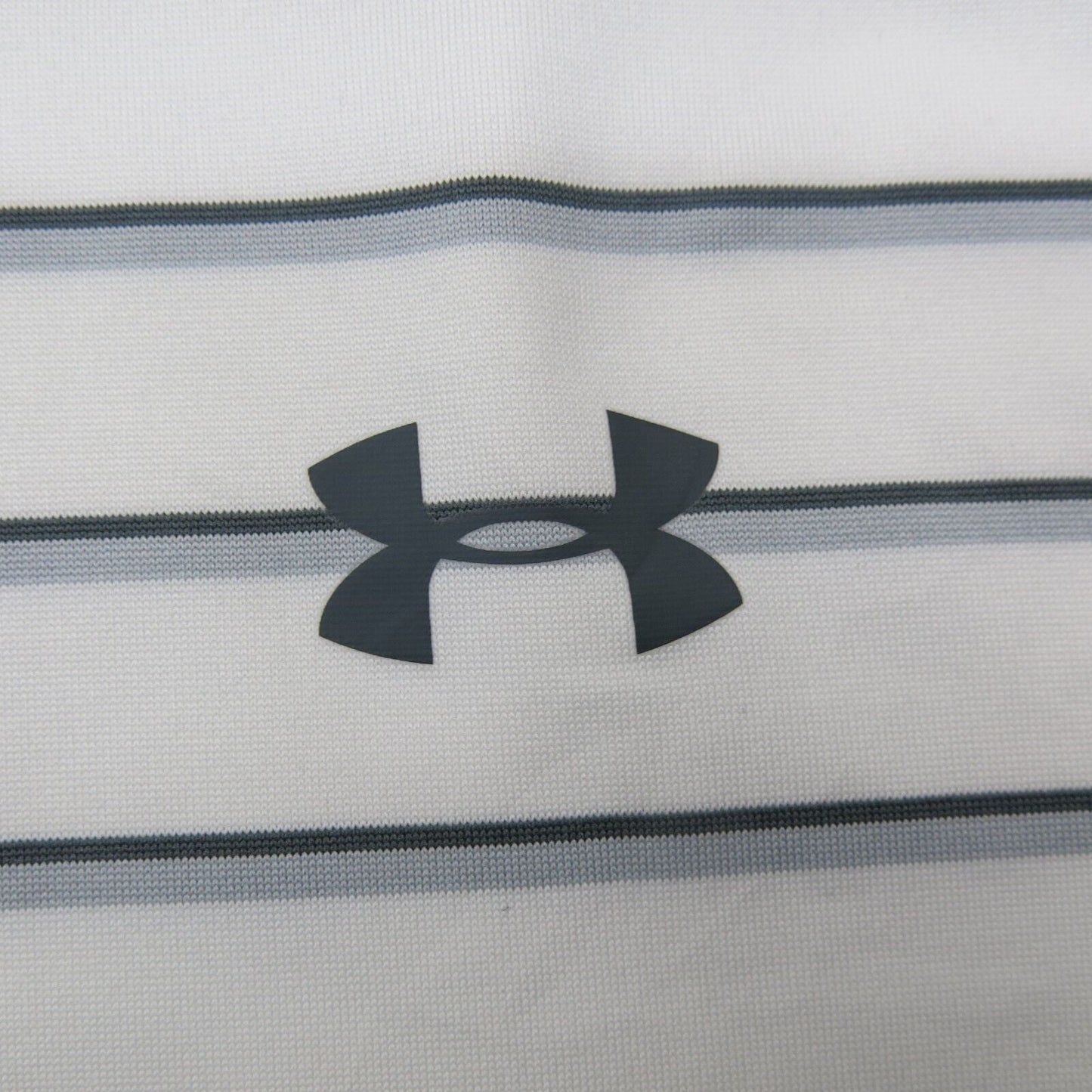 Under Armour Mens Polo Shirt Short Sleeves Striped Heatgear White Black Size MD