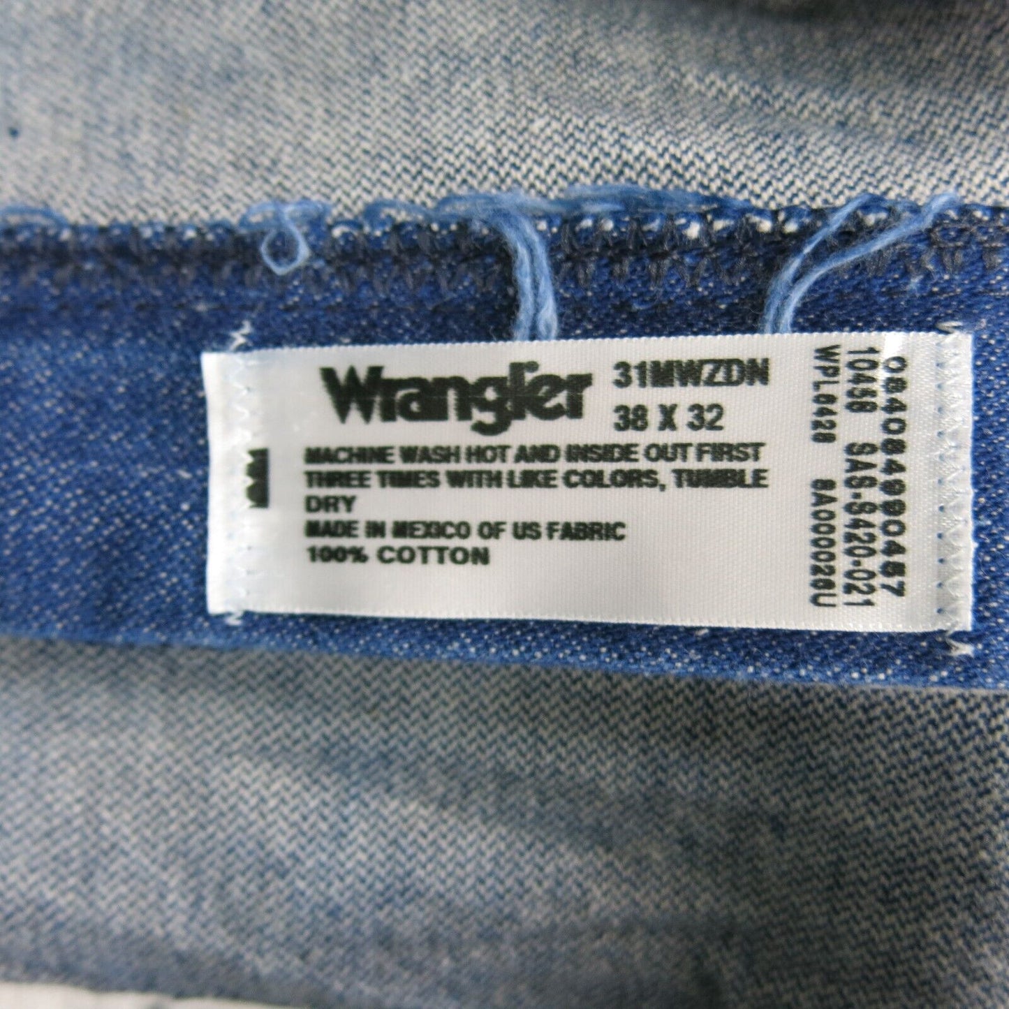 Wrangler Mens Jeans Straight Leg Denim Relaxed Fit Low Rise Blue Size W38XL32