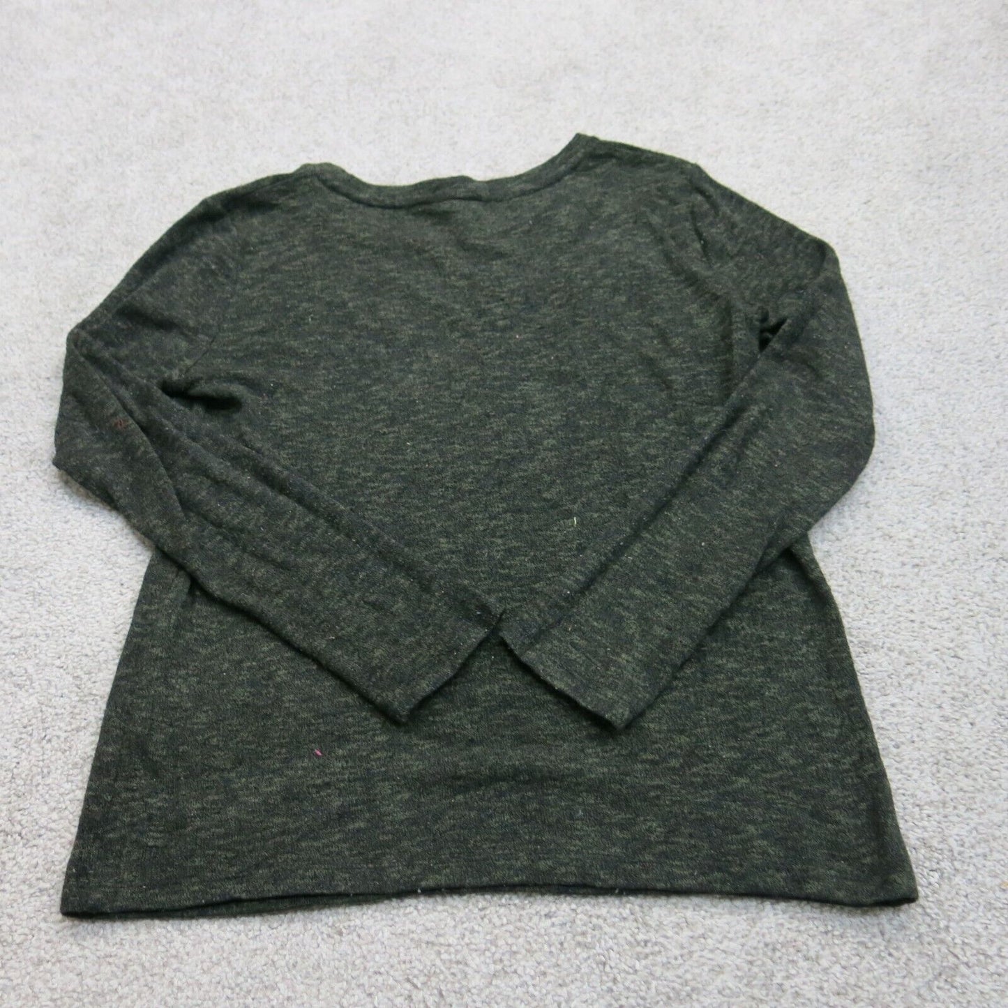 Forever 21 Womens Knitted Sweater Crew Neck Long Sleeves Dark Olive Green Size S