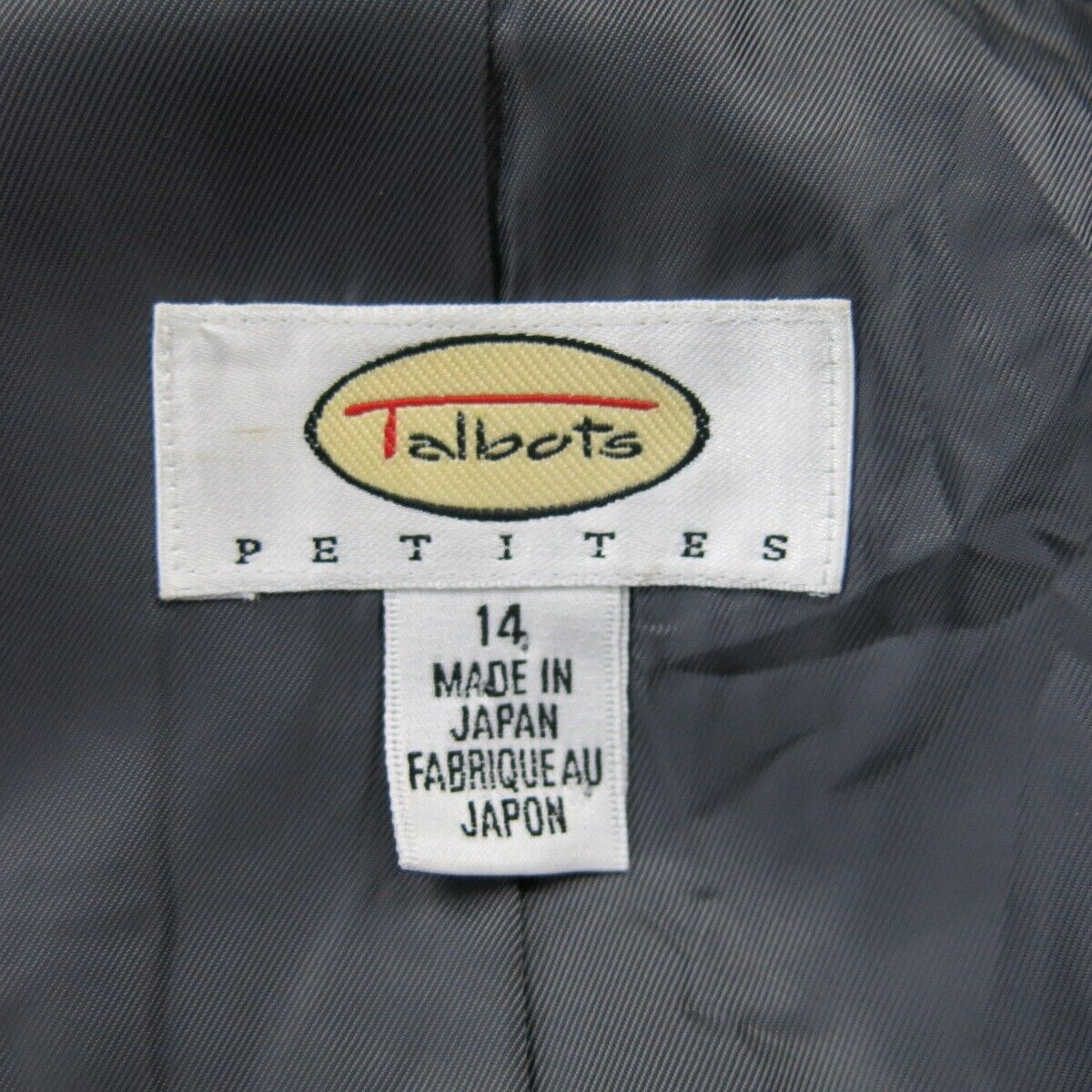 Talbots Womens Blazer Coat Single Breasted 3/4 Sleeves Pockets Gray Size 14