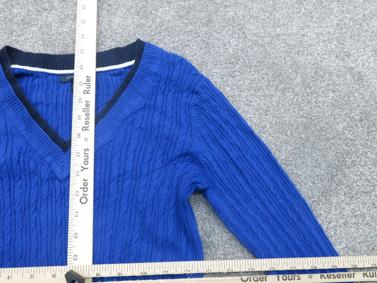 Tommy Hilfiger Womens Pullover Sweater Knitted V Neck Long Sleeves Blue SZ S/P